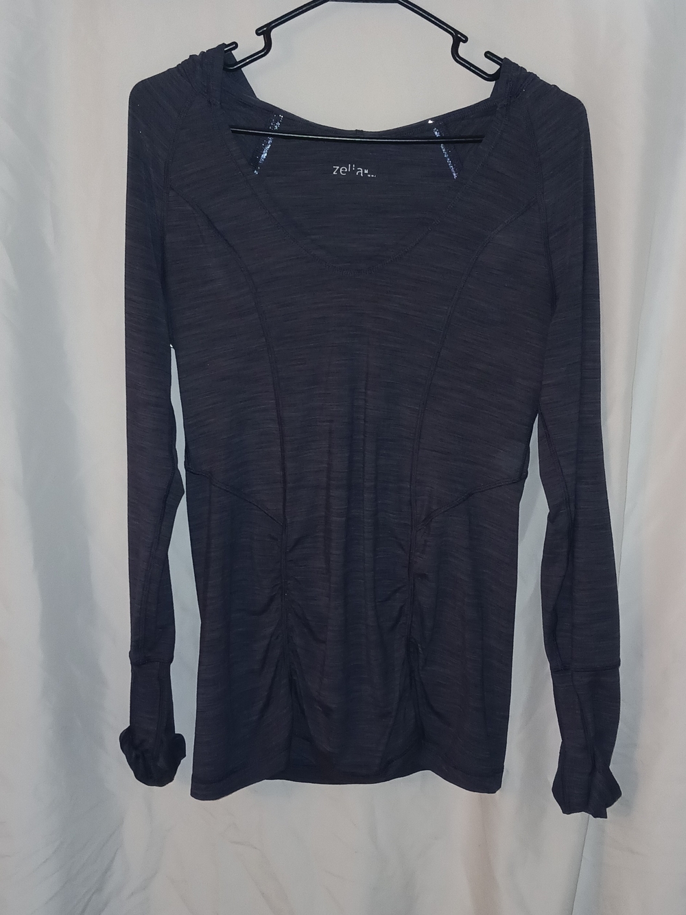 Zella Women's Hooded Long-Sleeve Top in Charcoal Heather